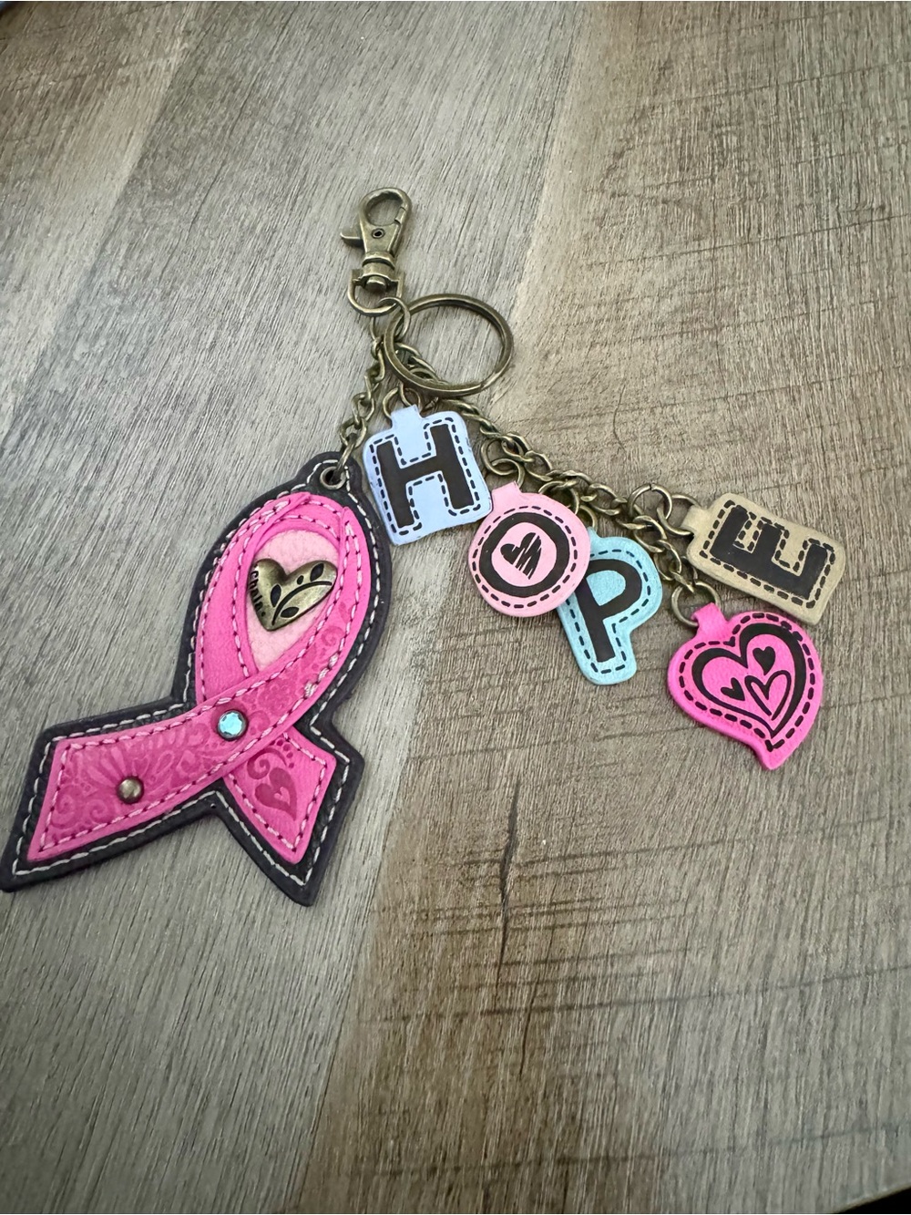 Chala Breast Cancer Awareness Pink Ribbon "HOPE" Keychain Purse Charm
